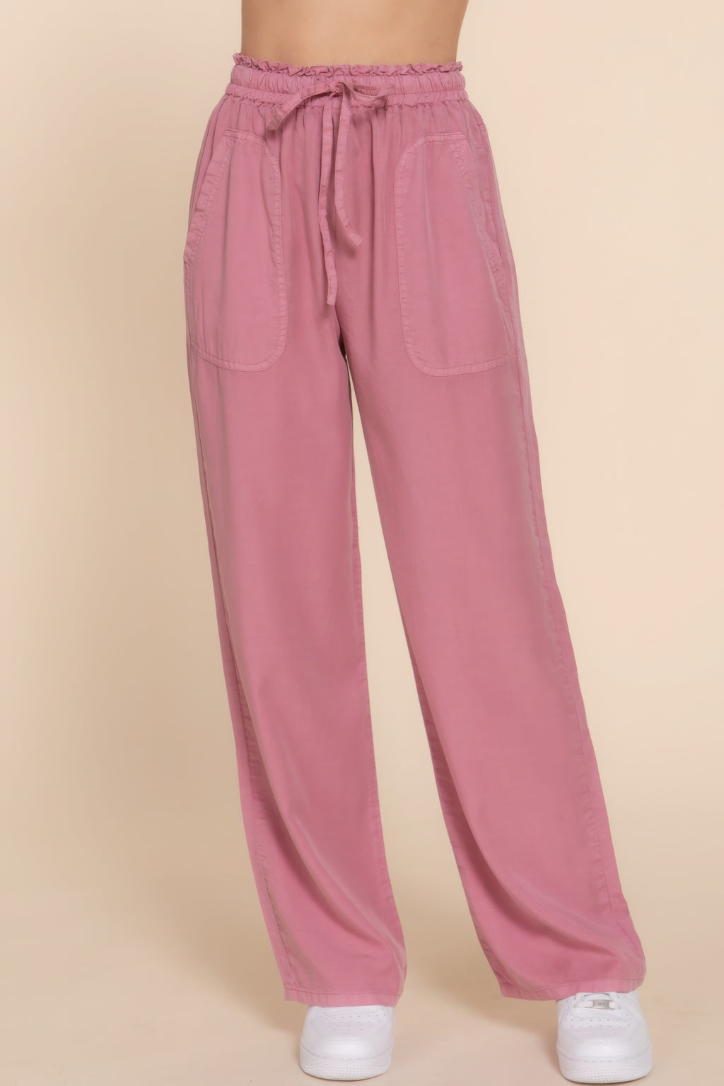 Elastic Waist Tencel Long Pants