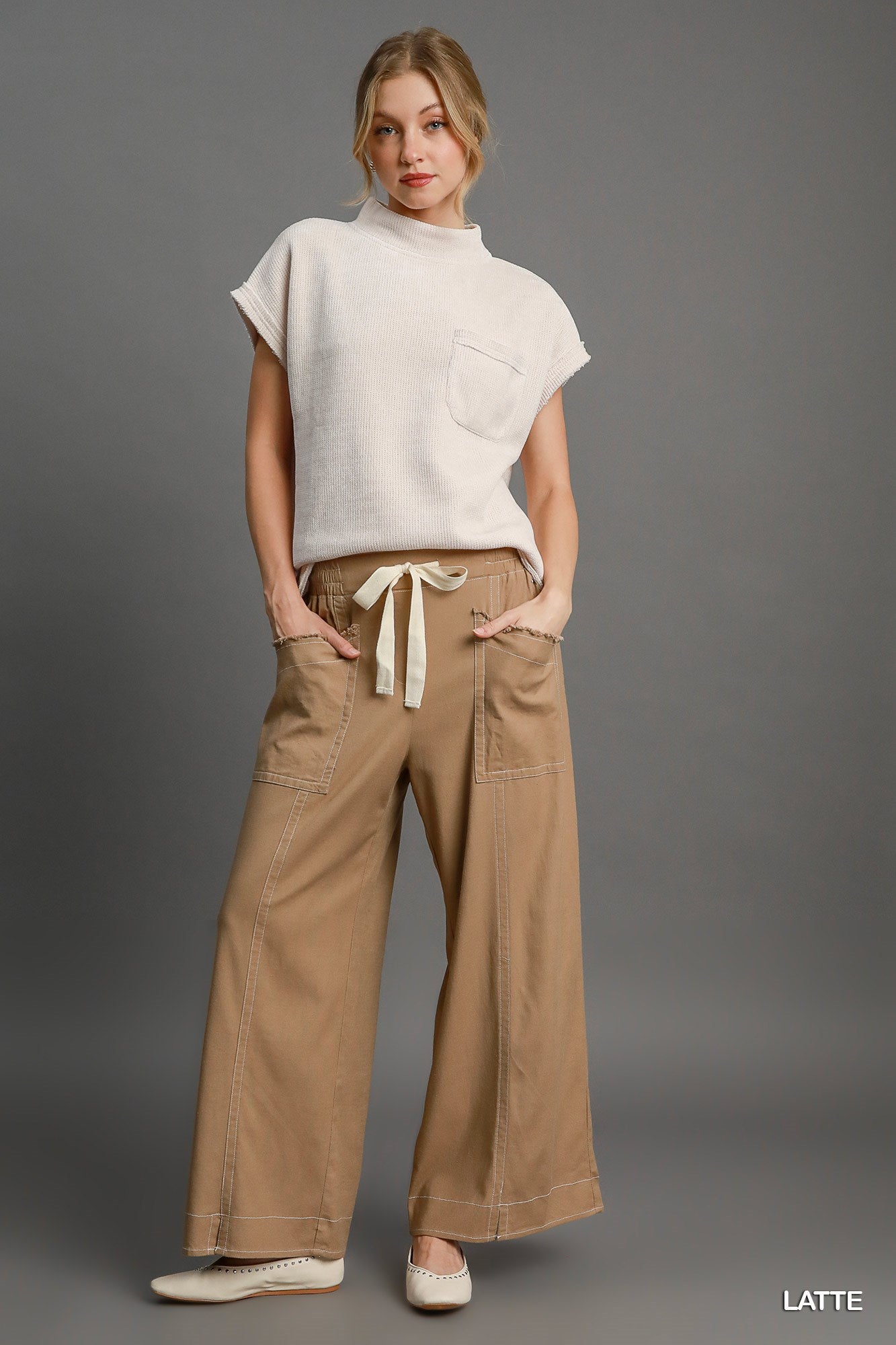 Wide Leg Pull On Pants