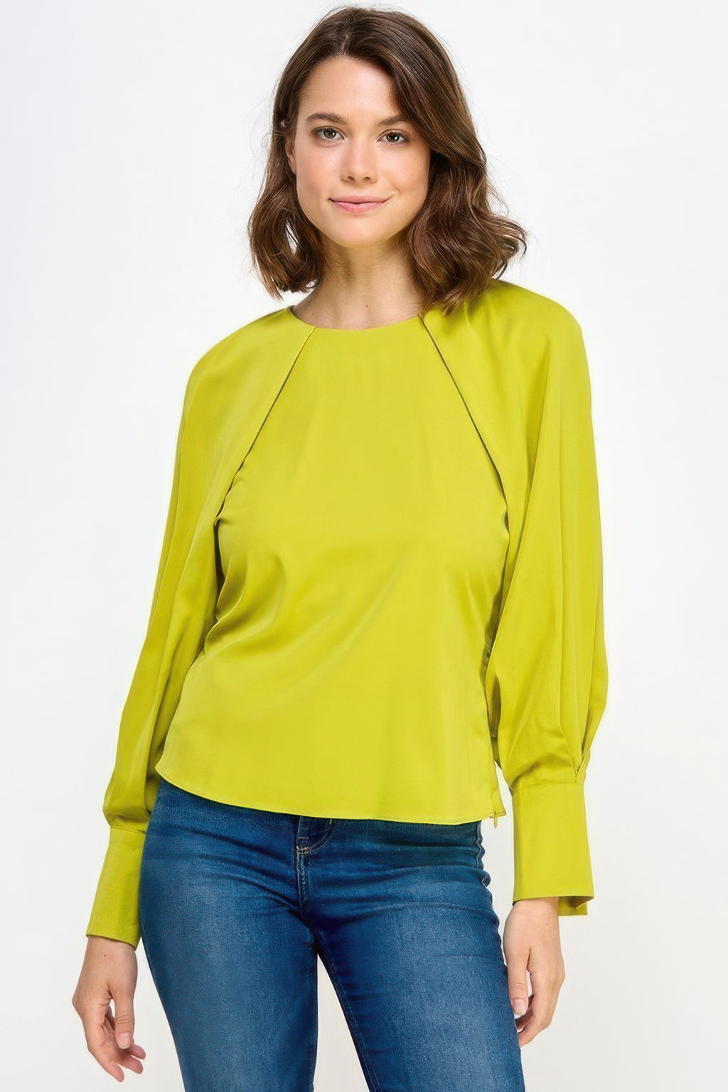 Raglan Long Sleeve Top With Back Neck Tie