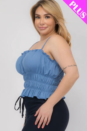 Plus Size Tiered Shirred Body Crop Top