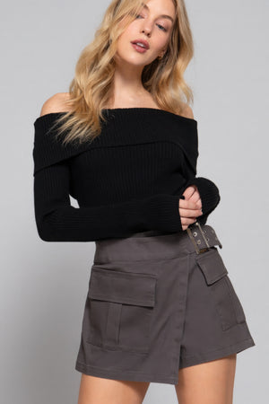 Waist Belted Cargo Skort