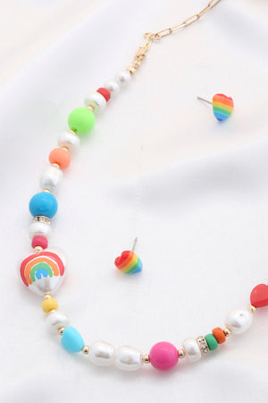 Rainbow Pearl Bead Necklace