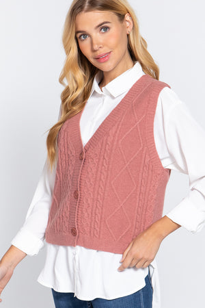 V-neck Cable Sweater Vest Cardigan