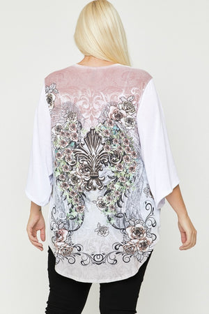 Floral Wings Sublimation Print, Long Body Cardigan