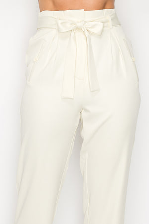 High-rise Belted Paperbag Pants