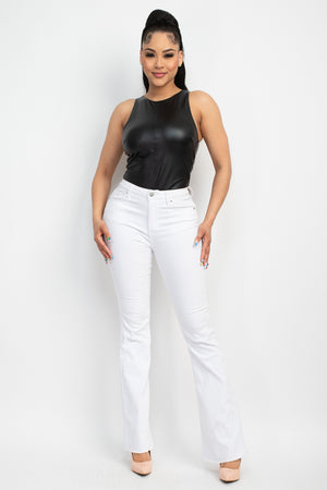 Faux Leather Sleeveless Bodysuit