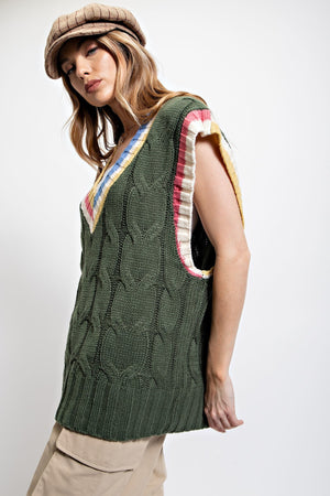 Multi Color Knitted Sweater Vest