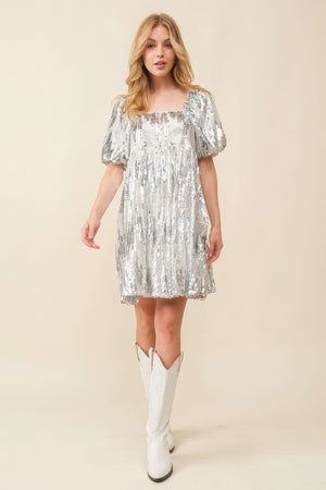 Sequin Babydoll Mini Dress