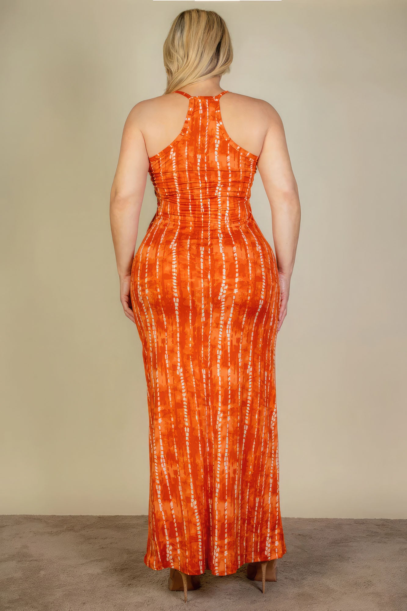 Plus Size Tie Dye Printed Cami Bodycon Maxi Dress